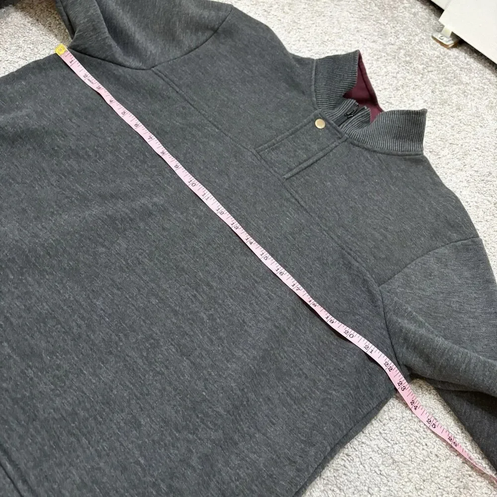 Orvis Sweatshirt Mens L Gray Fleece 1/4 Zip Mock Neck Pullover Casual Outdoor